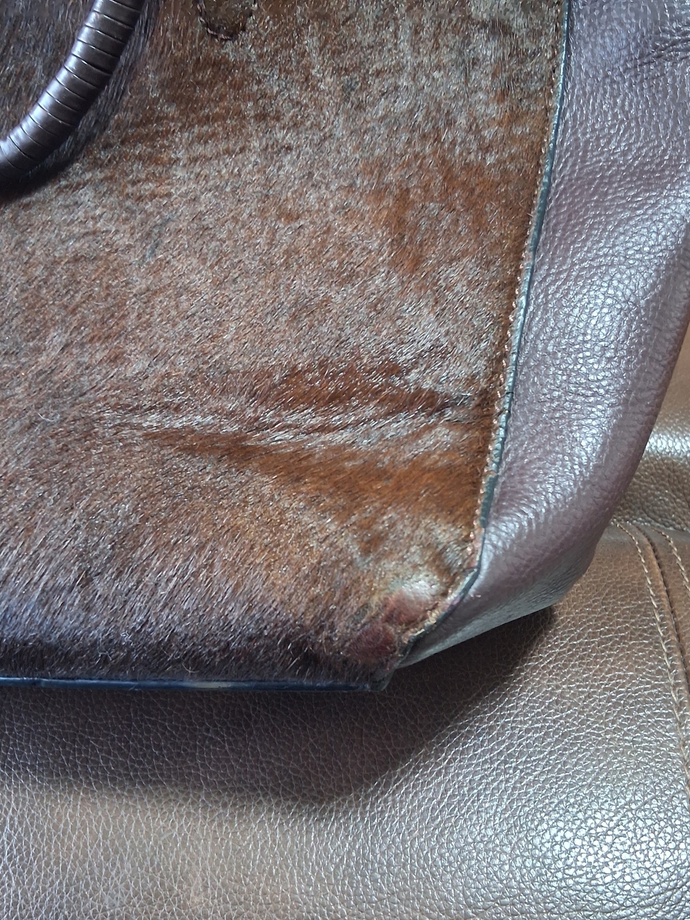 RADLEY London Calf Hair Brown/Burgundy/Wine Red Tote Bag Purse RoseGold Hardware - Picture 15 of 16